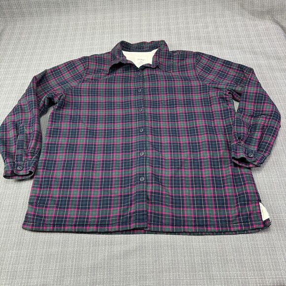 LL Bean Shacket Women XL Flannel Plaid Shirt Lined Fleece Jacket Utility Outdoor - Picture 1 of 9